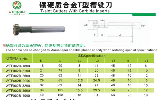 Non-standard 55HRC solid carbide T-slot milling cutter.